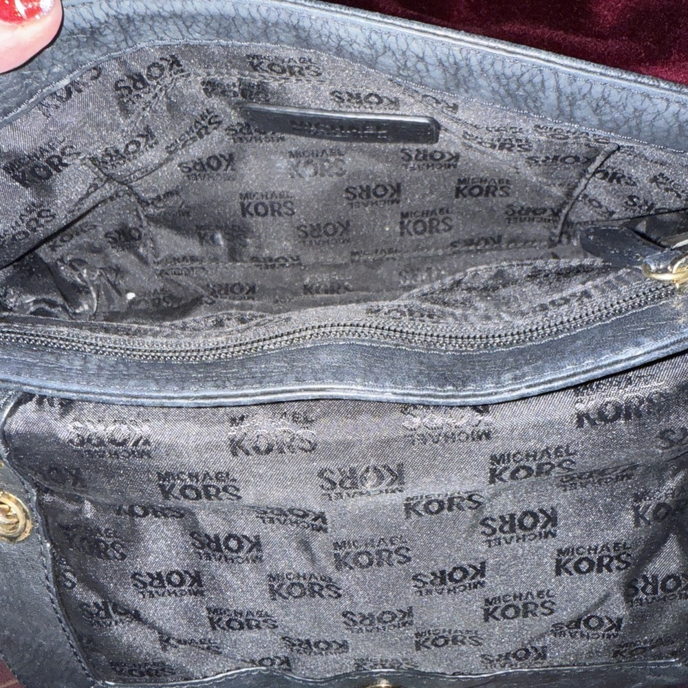 MICHAEL KORS FULTON Bag SMALL SHOULDER FLAP PURSE Black Pebbled Leather - Picture 8 of 10